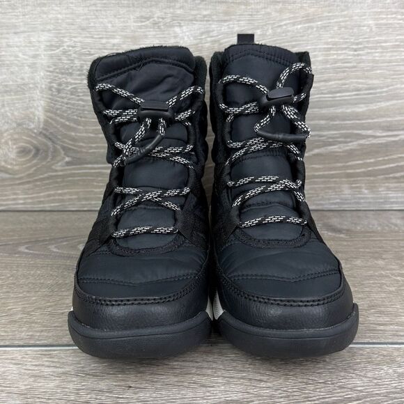 Sorel Whitney II Short Lace Warm Waterproof Little Girl Sz 3 Black Snow Boots - Picture 2 of 12